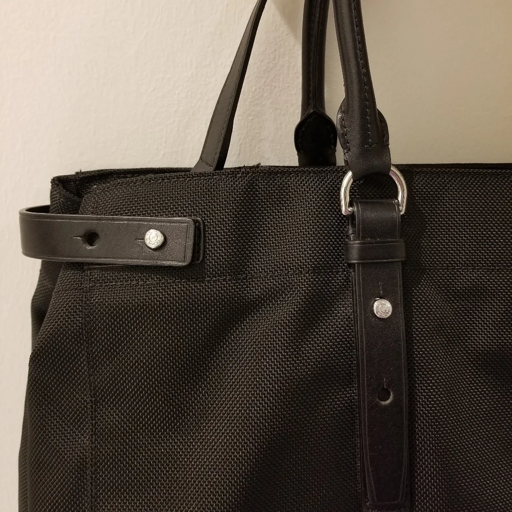 Tumi Black Nylon Tote with Leather Accents